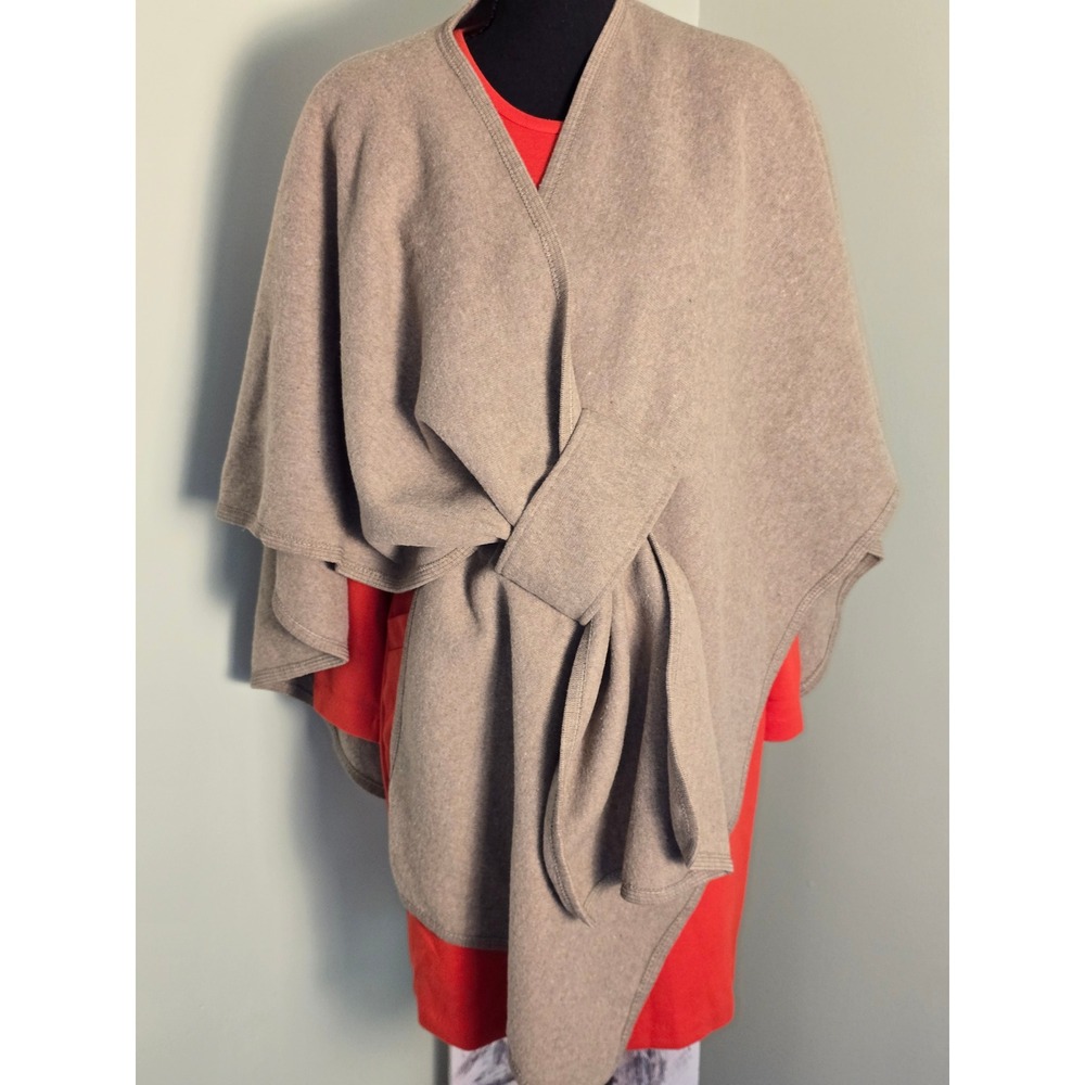 The Fleece Company 2 Pack Shawl Bundle Tan Black Loop Closure Wrap Poncho